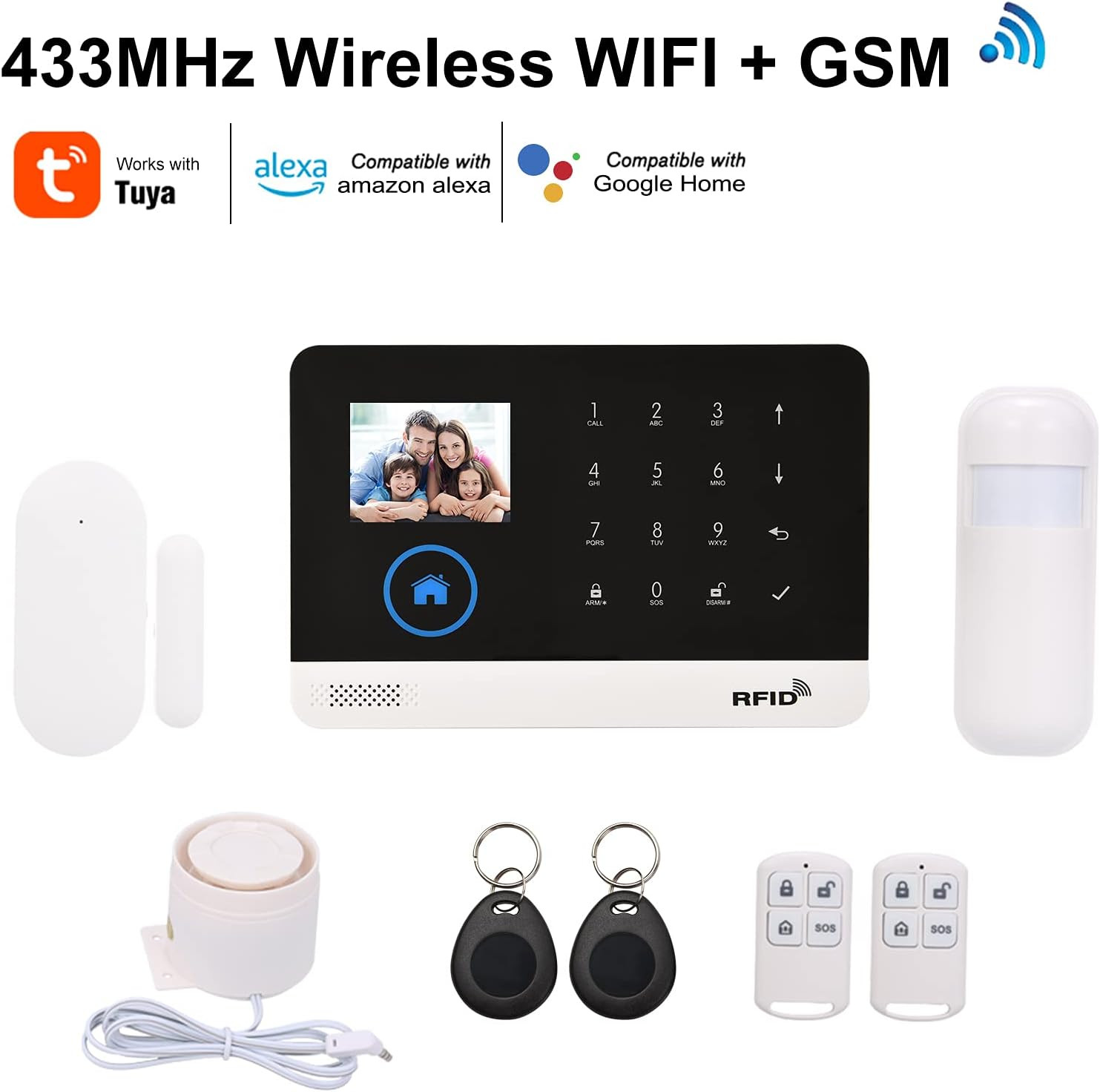 Wifi GSM Home Alarm Security System, 2.4In LCD Wireless DIY Smart Home Burglar S
