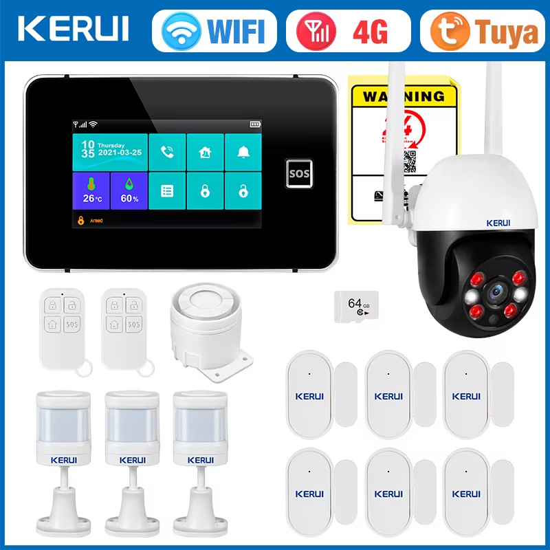 G64B 4G Home Burglar Alarm 4.3 Inch Touch Screen Home Alarm System WiFi GSM Tuya