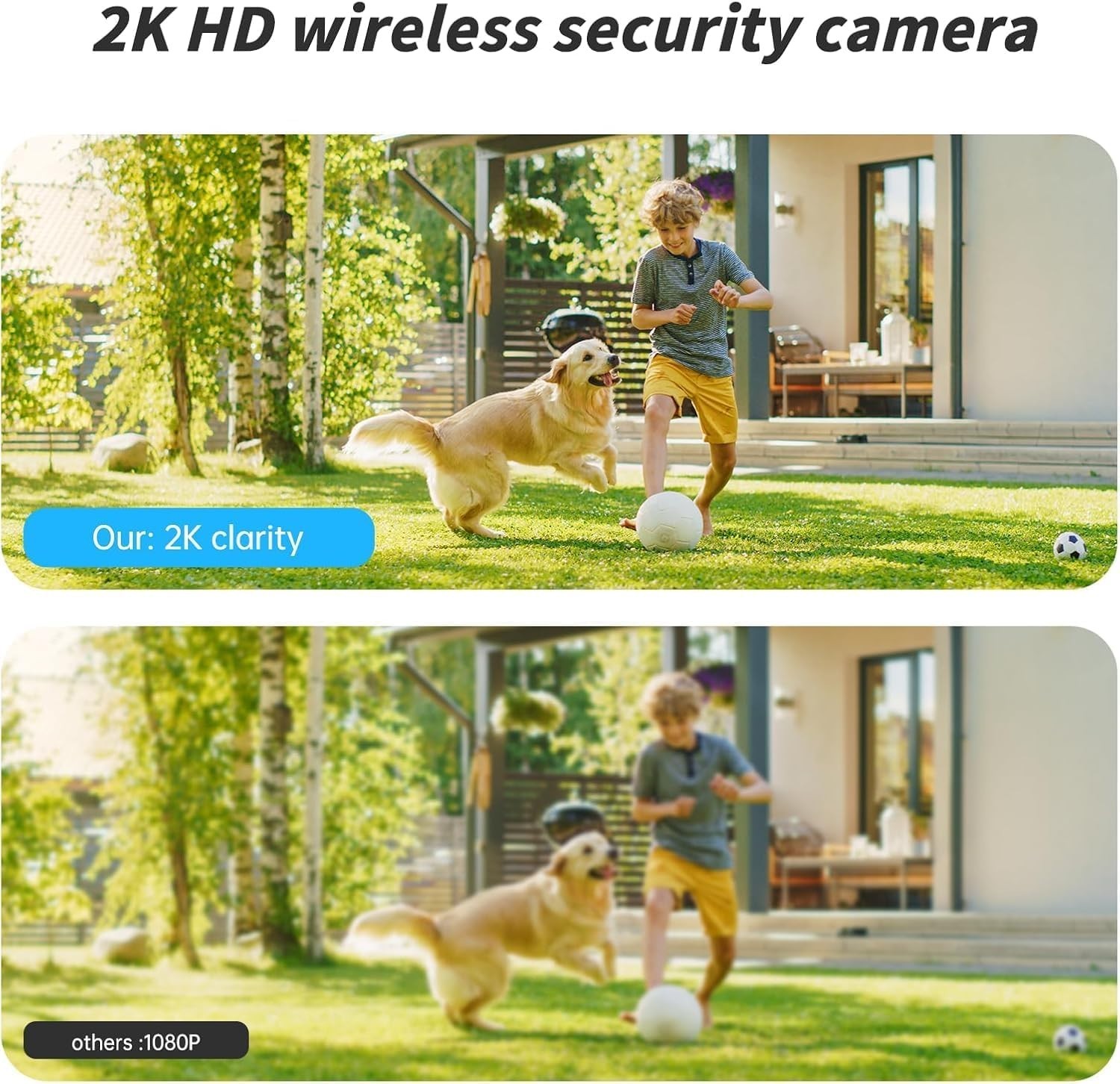 Security Cameras Wireless Outdoor,2.4GHz WiFi Security Camera Outdoor 2K Battery