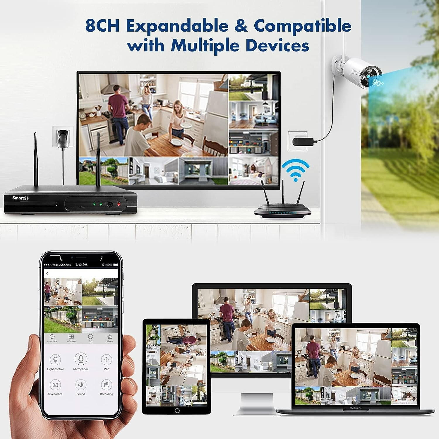 SmartSF 10CH 5MP Outdoor Wireless Security Camera System WIFI CCTV Audio NVR kit
