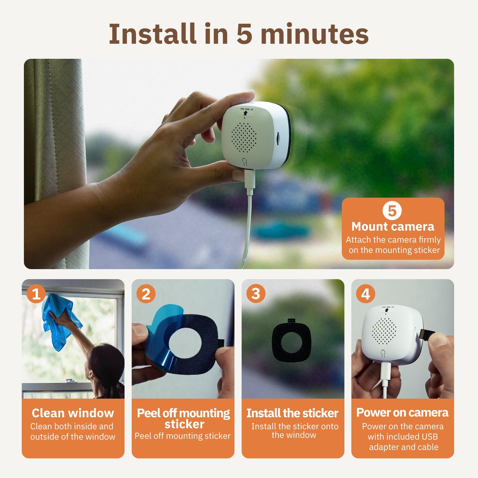 Girafit 3MP 2K Window Camera,2.4GHz&5GHz WiFi Indoor Cameras 2 Pack, white