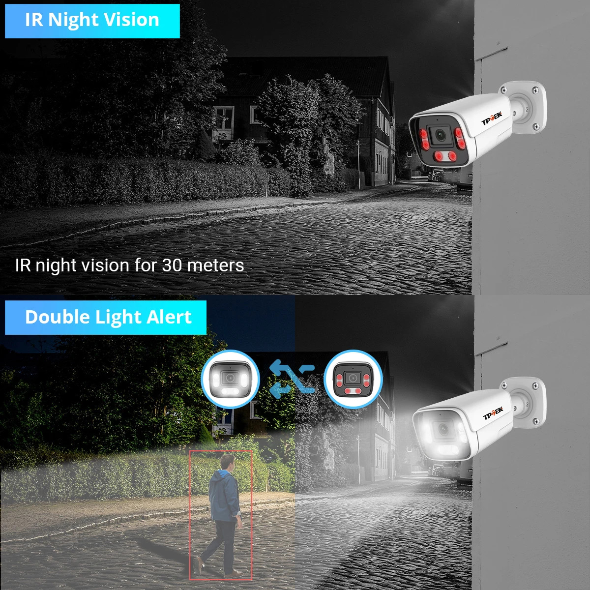 TPTEK 4K 8MP PoE IP Security Camera Two Way Audio IP66 Outdoor NVR