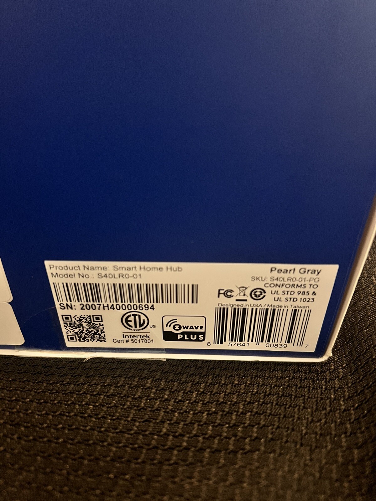 Blue by ADT Smart Home Hub White S40LR0-01-PG. NEW. Open Box