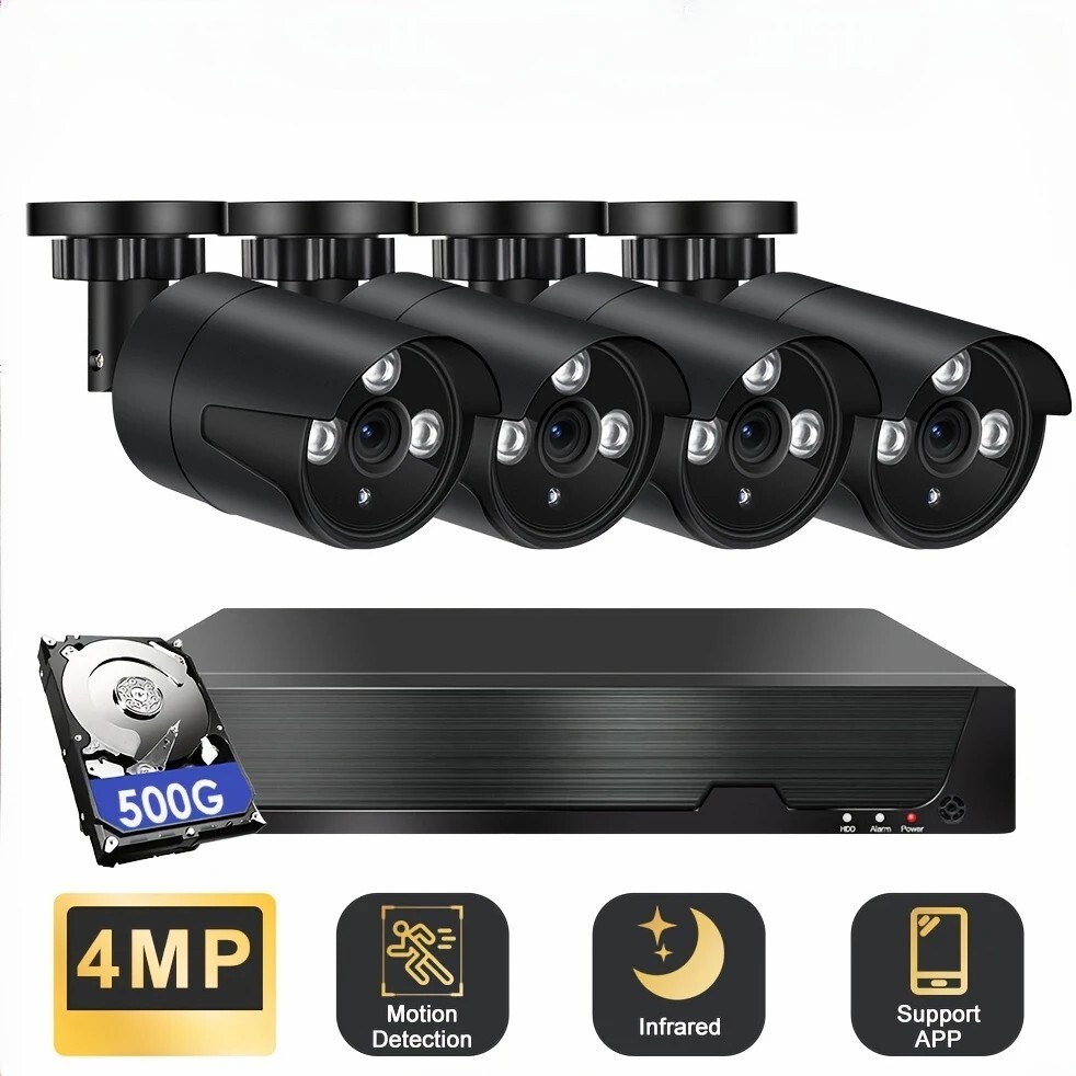 4MP Lite 4CH DVR CCTV Security System Outdoor Camera Home Surveillance 500GB