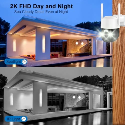 2K Solar Security Cameras Wireless Outdoor, Pan Tilt 360° WiFi Camera for Home