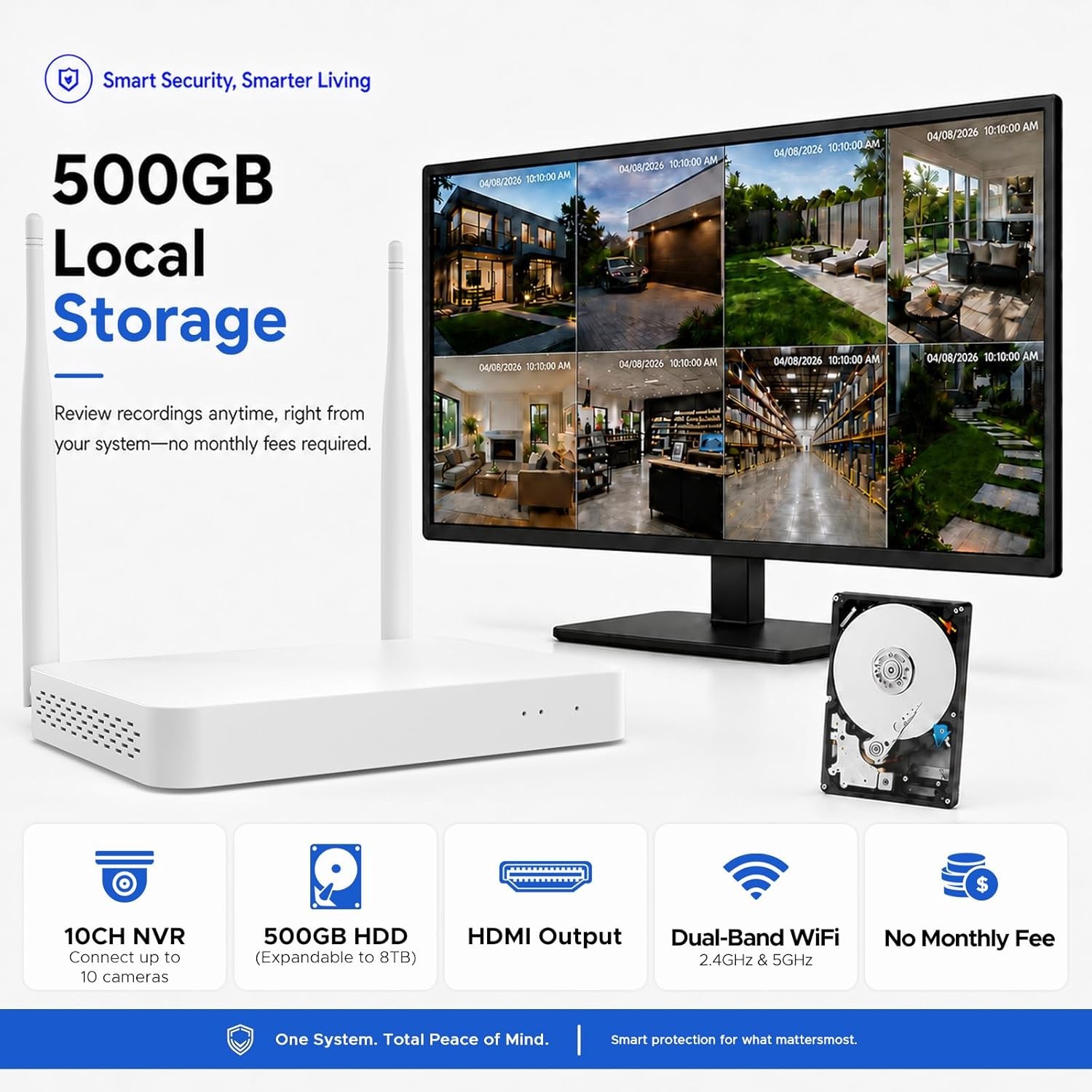 Solar Battery Powered Wireless WiFi Outdoor Pan/Tilt Home Security Camera System