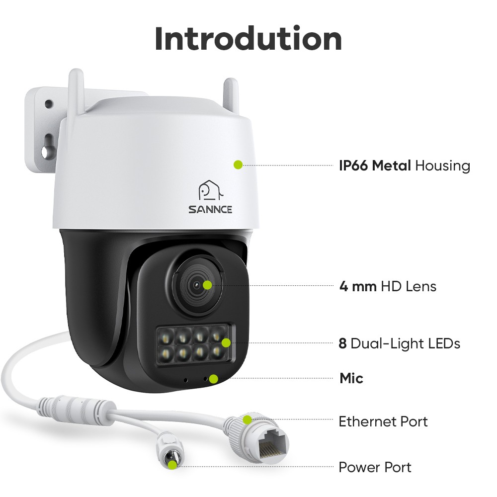 SANNCE 3K PoE PT Security IP Camera Two Way Audio Outdoor AI Color Night Vision