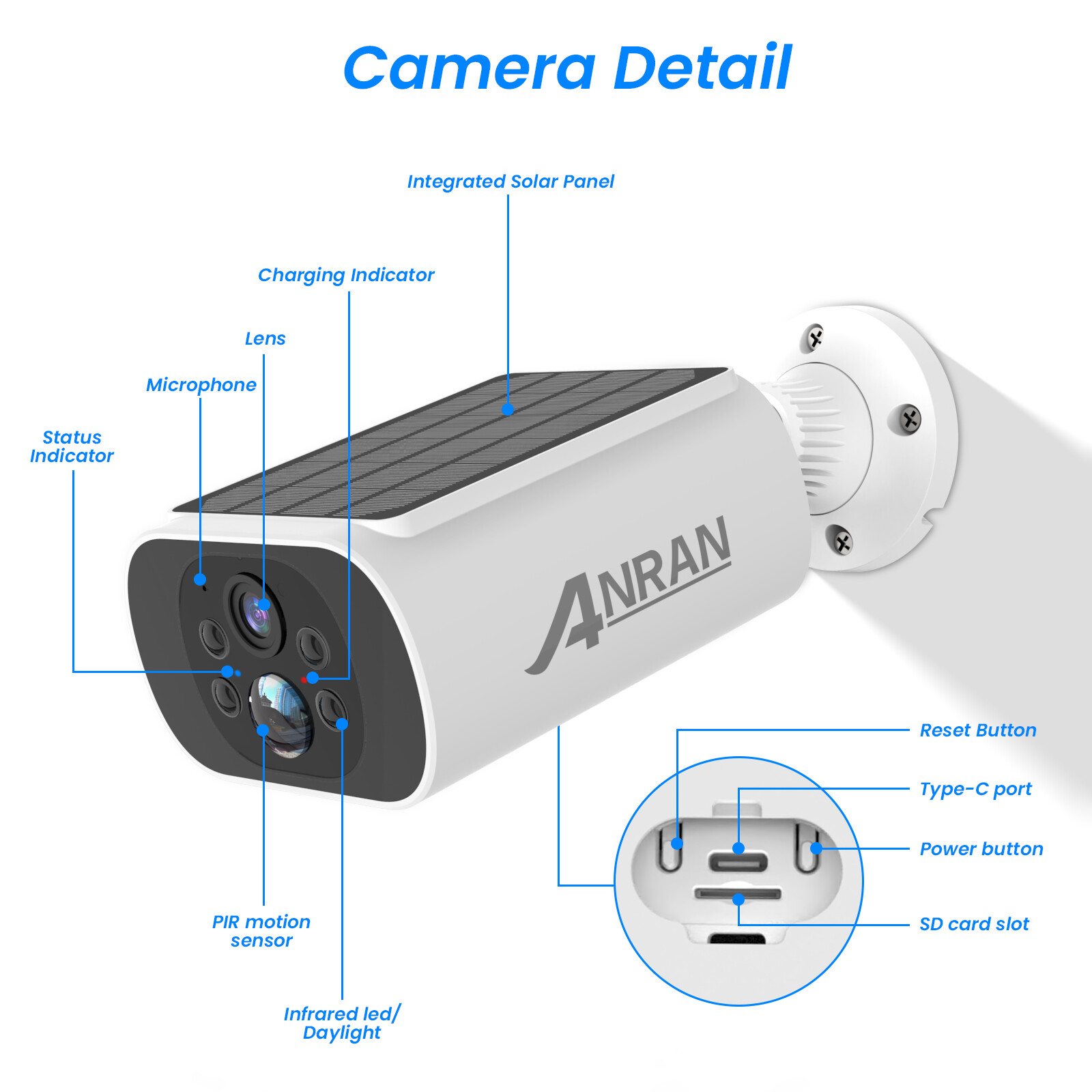 ANRAN Solar Battery Wireless Security Camera System WiFi IP Outdoor Home Audio