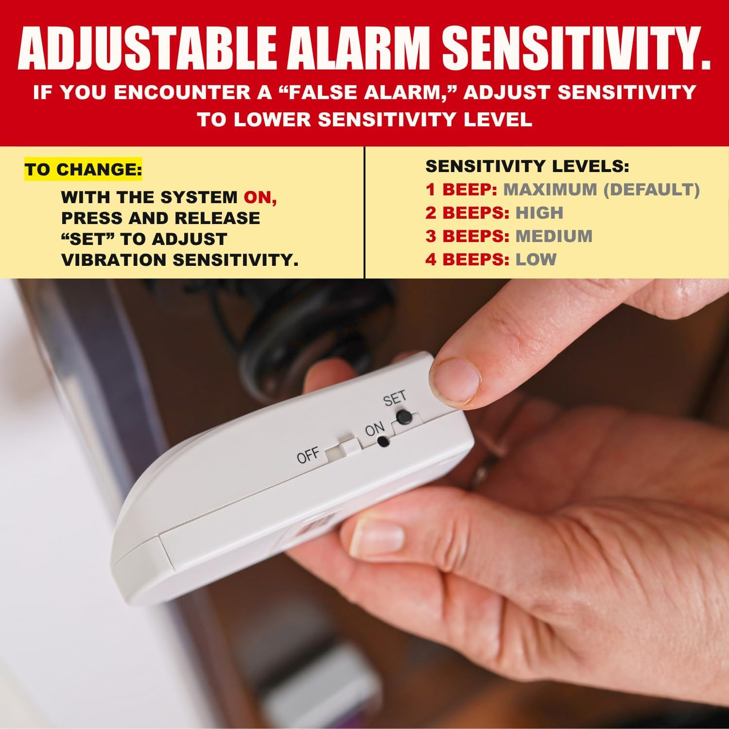 Door Handle Alarm with 130Db Vibration Triggered Portable Door Alarms When Opene