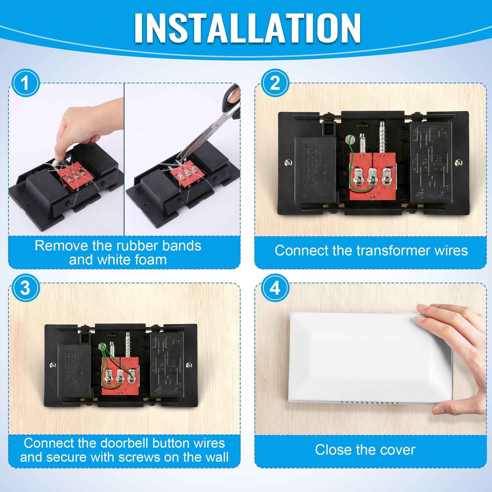 Saillong Wired Doorbell Chime, 16V 10VA Front and Rear Door Chime for Home…