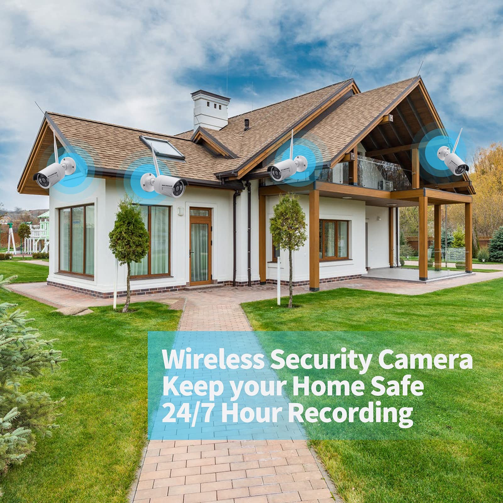 Wireless Security Camera System with 10.1″ Monitor, 4PCS 3MP/2K HD Cameras | …