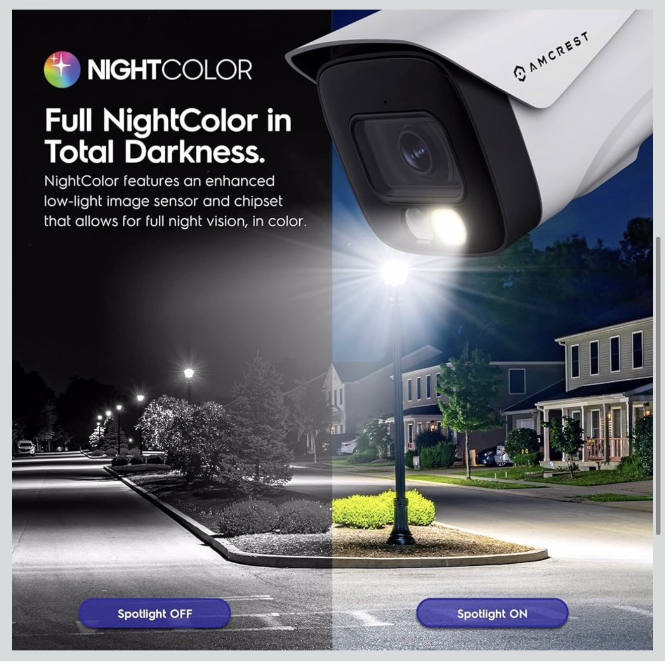 Amcrest IP8M-2796EW-AI 4K PoE Bullet Camera AI NightColor Weatherproof