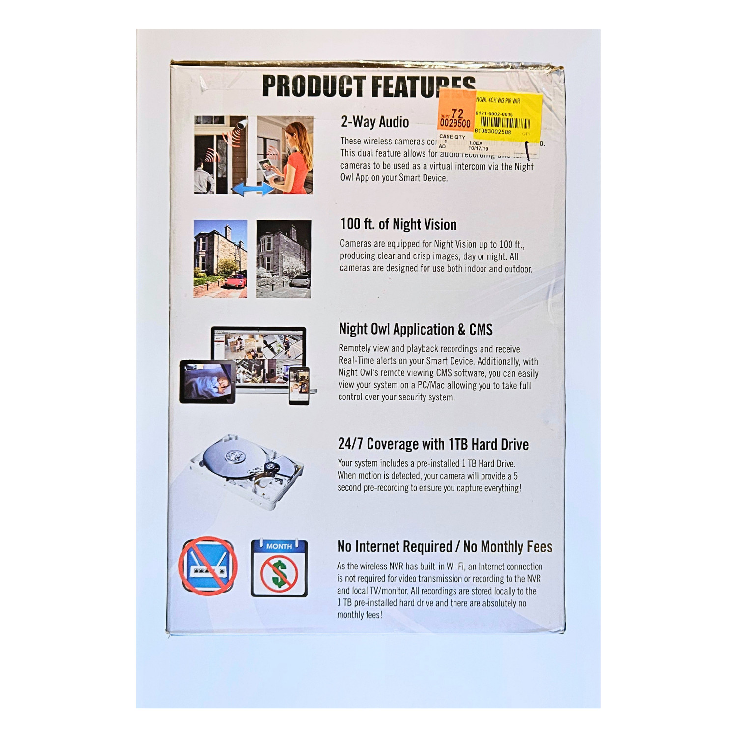 Night Owl 1080p Wireless 4 Channel security system – 2 Infrared IP Cameras 1TB