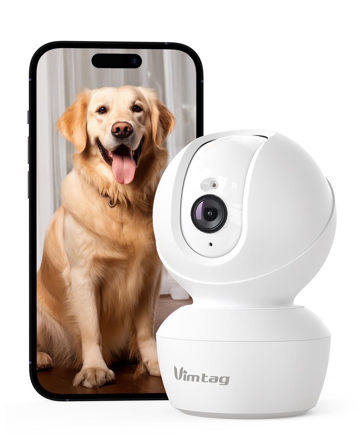 VIMTAG 4MP 5G Security Camera Indoor, Pet with Speaker for 2.5K White