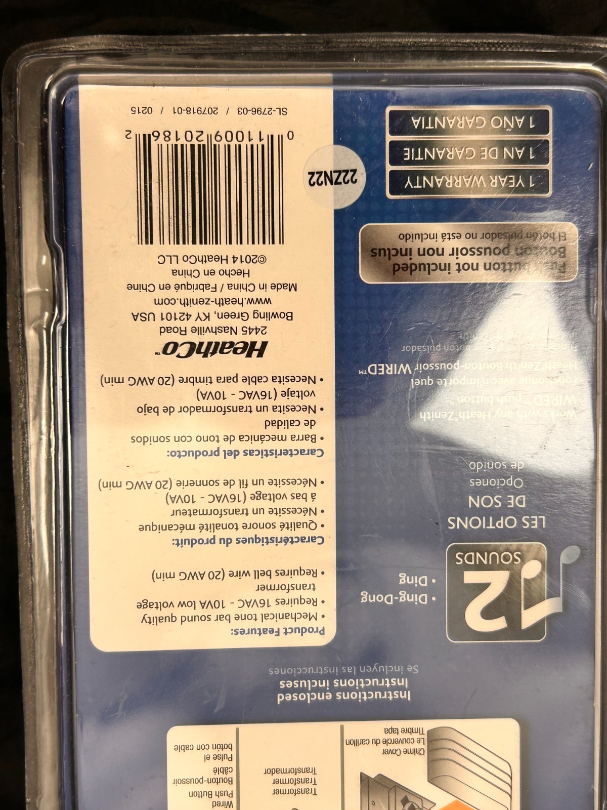 Heath Zenith Wired Doorbell Chime 12 Sounds Mechanical Tone Bar m