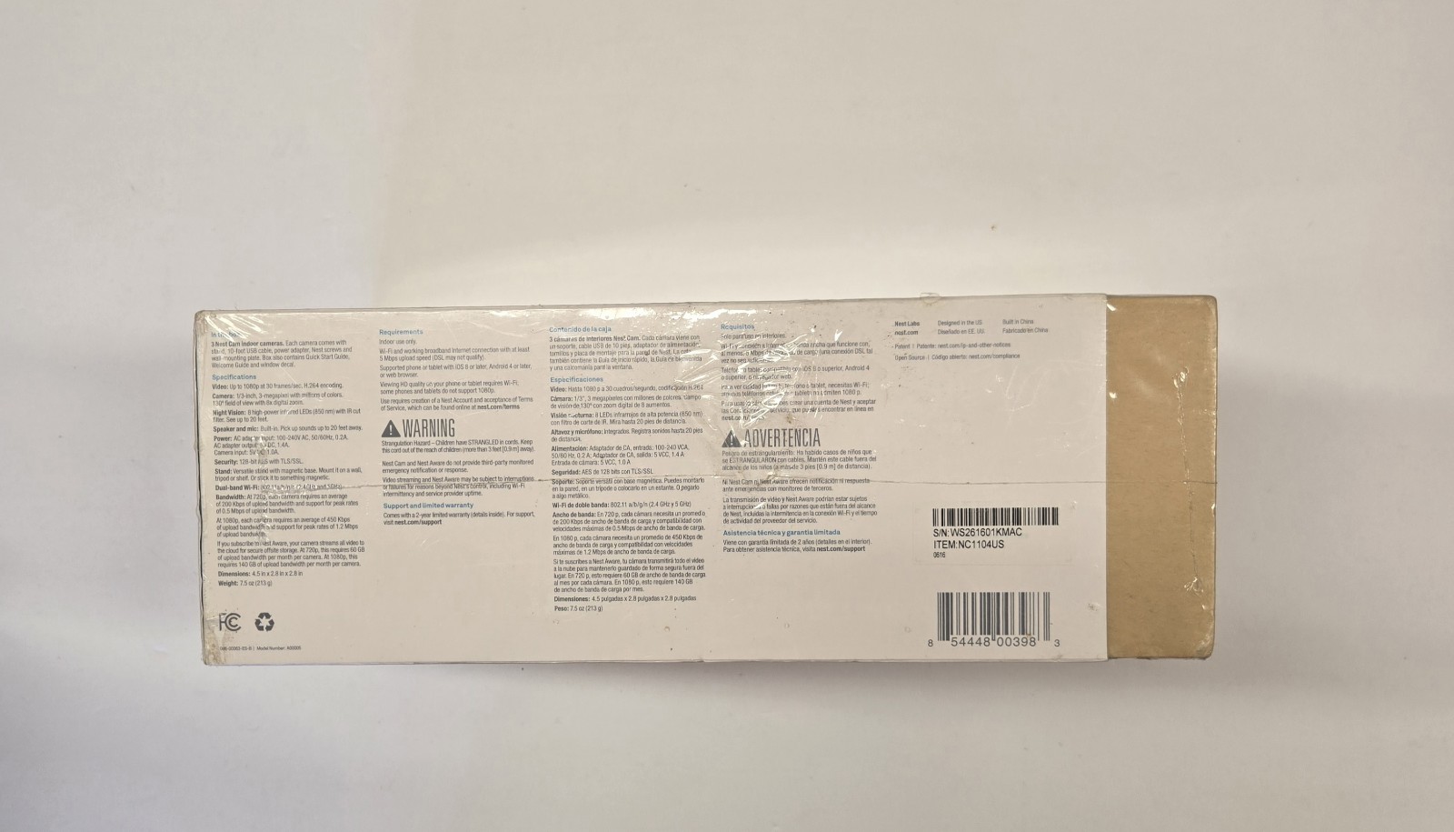 Google Nest Cam Indoor Smart Security Camera 3 Pack NC1104US NEW & Sealed