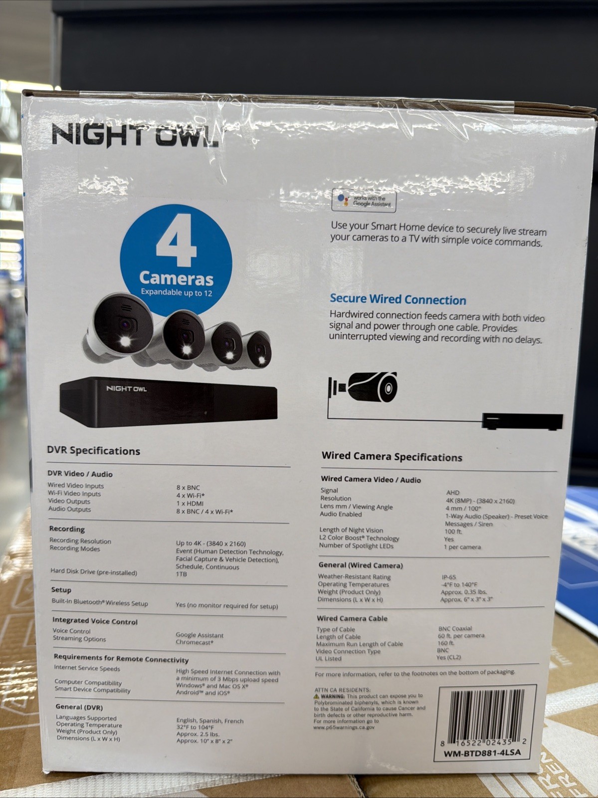 Night Owl UHD 1TB HDD 8 Channel Bluetooth Camera System – White (WM-BTD881-4LSA)