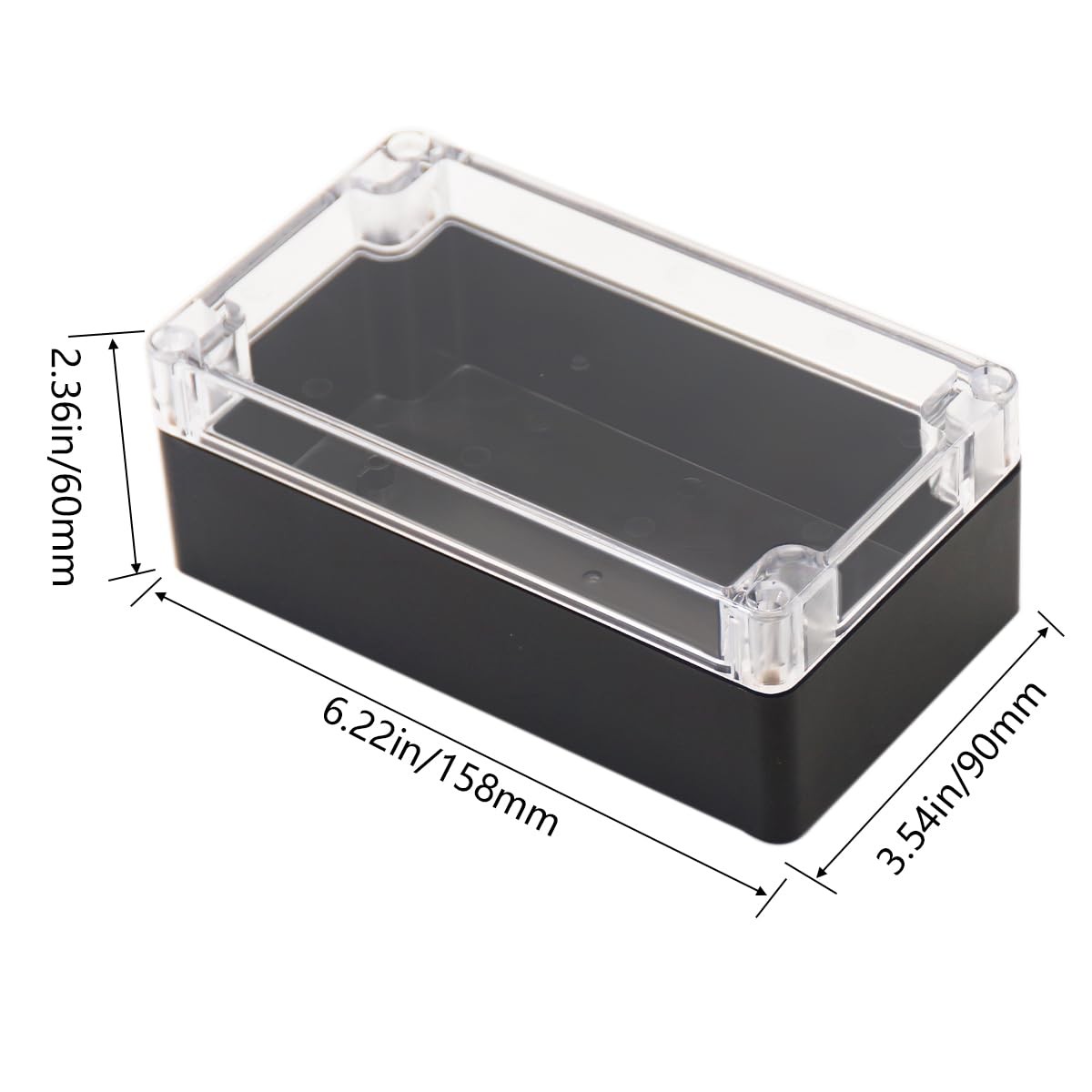 Otdorpatio Project Box IP65 Waterproof Junction 6.22″x3.54″x2.36″, Clear
