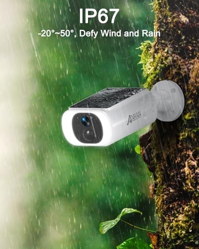 2K Solar Security Cameras Wireless Outdoor, 2.4Ghz WiFi Surveillance 3MP-White