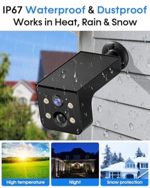 Wireless Security Camera Solar Outdoor: 2K HD Solar Powered Single Pack Black