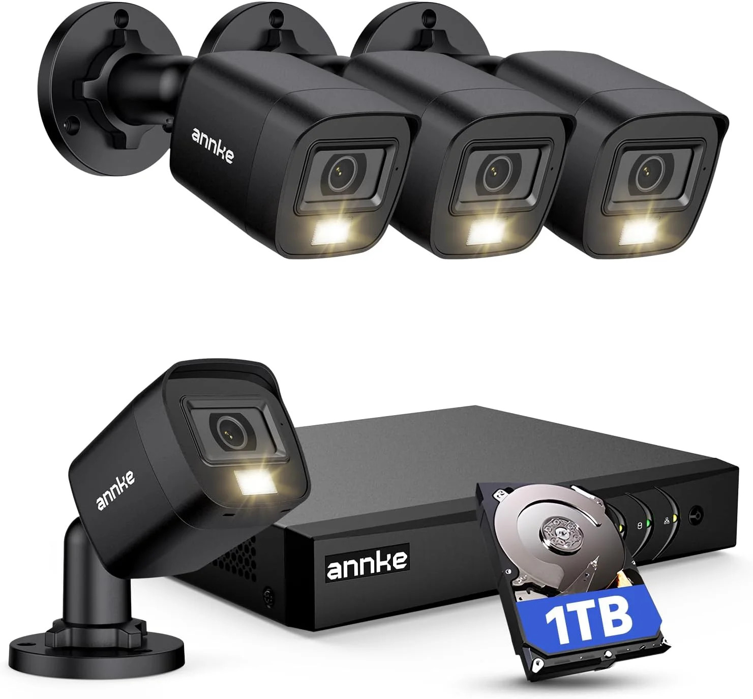 ANNKE 8CH H.265+ 3K Lite Wired Security Camera System,4X 2MP Cam, 1TB HDD | 8 Ch