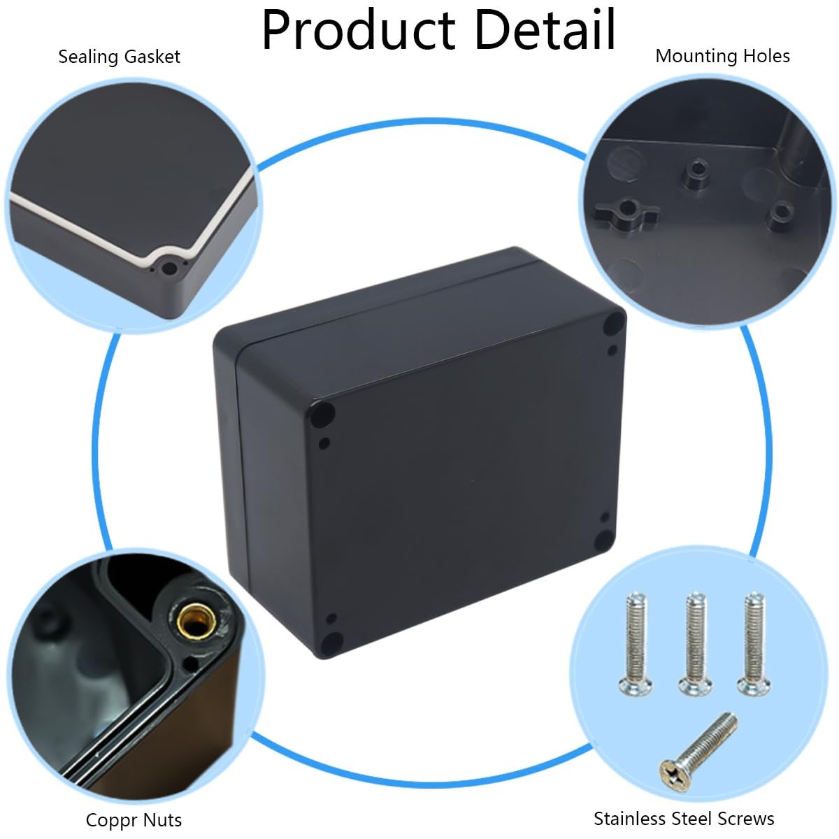 Junction box, Raculety Electrical Project Case Power 4.53″x3.54″x2.17″, Black