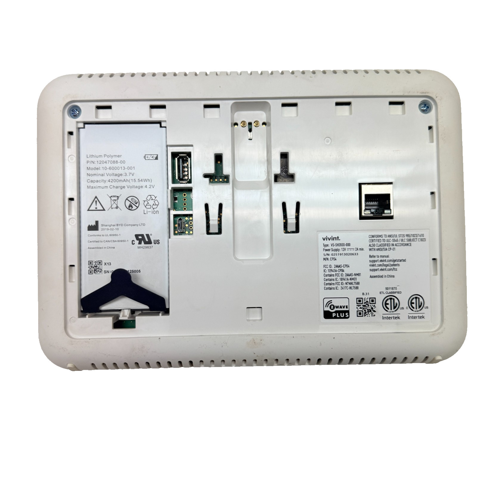 Vivint Smart Hub Control Panel (PN: VS-SH2000-000) Touchscreen Untested