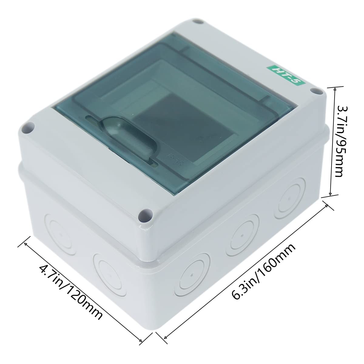 Otdorpatio Breaker Box Distribution Protection Box, IP65 Clear 5-Way, White