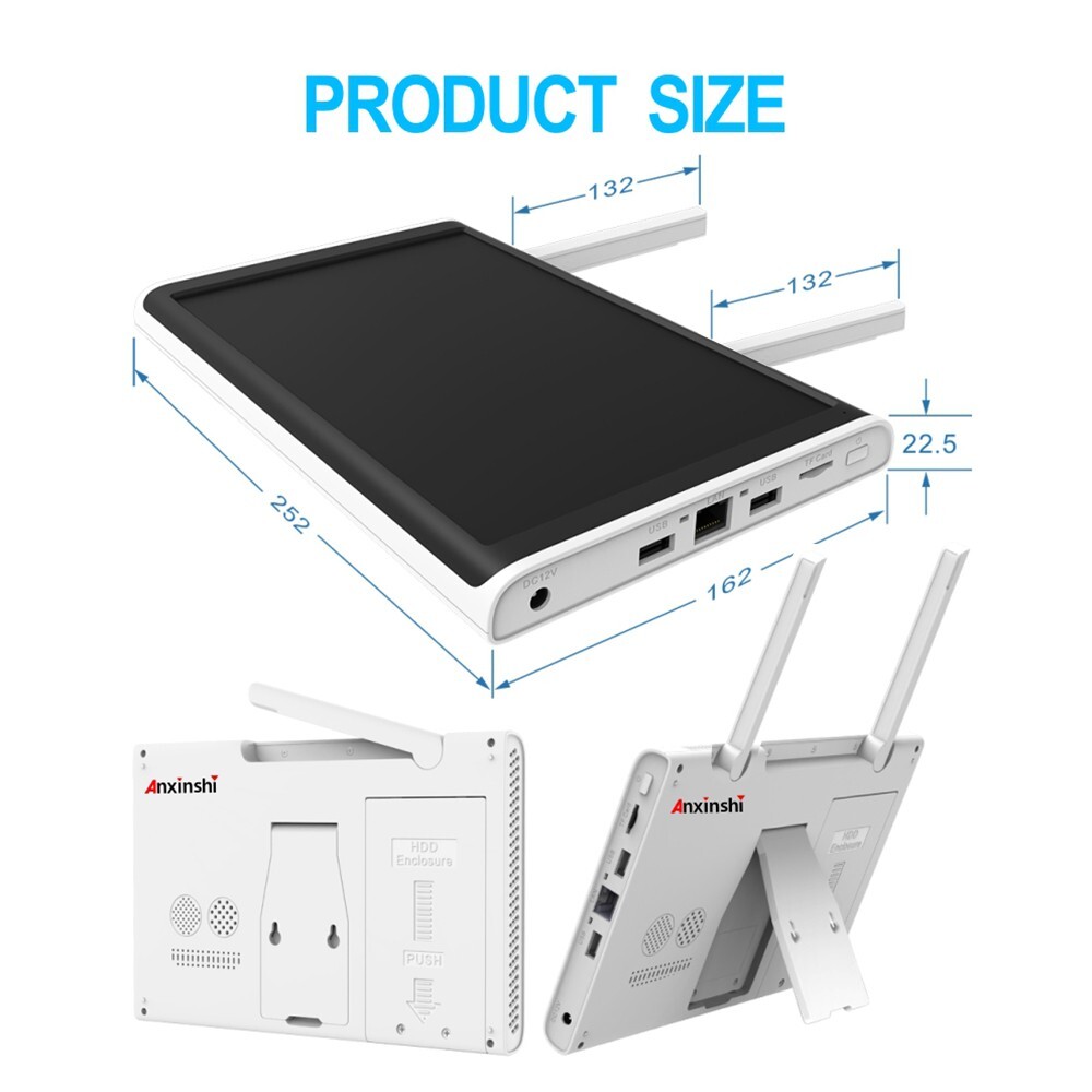 Solar Panel Wireless HD 4MP IP PRO Smart WiFi Camera Kit With 10-inch Monitor
