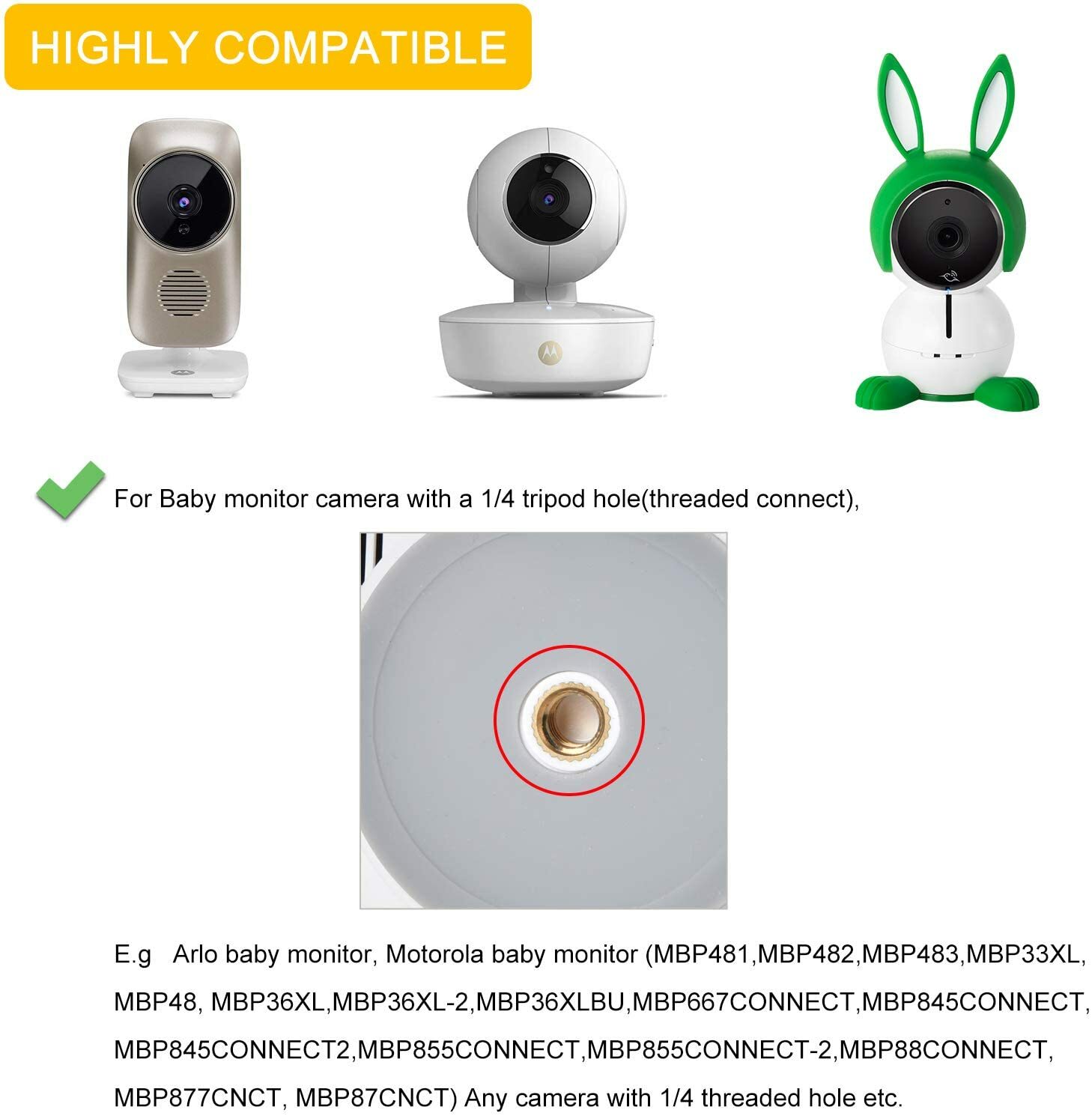 Baby Monitor Mount for Arlo, Motorola Baby Monitor and Most Universal Monitors C