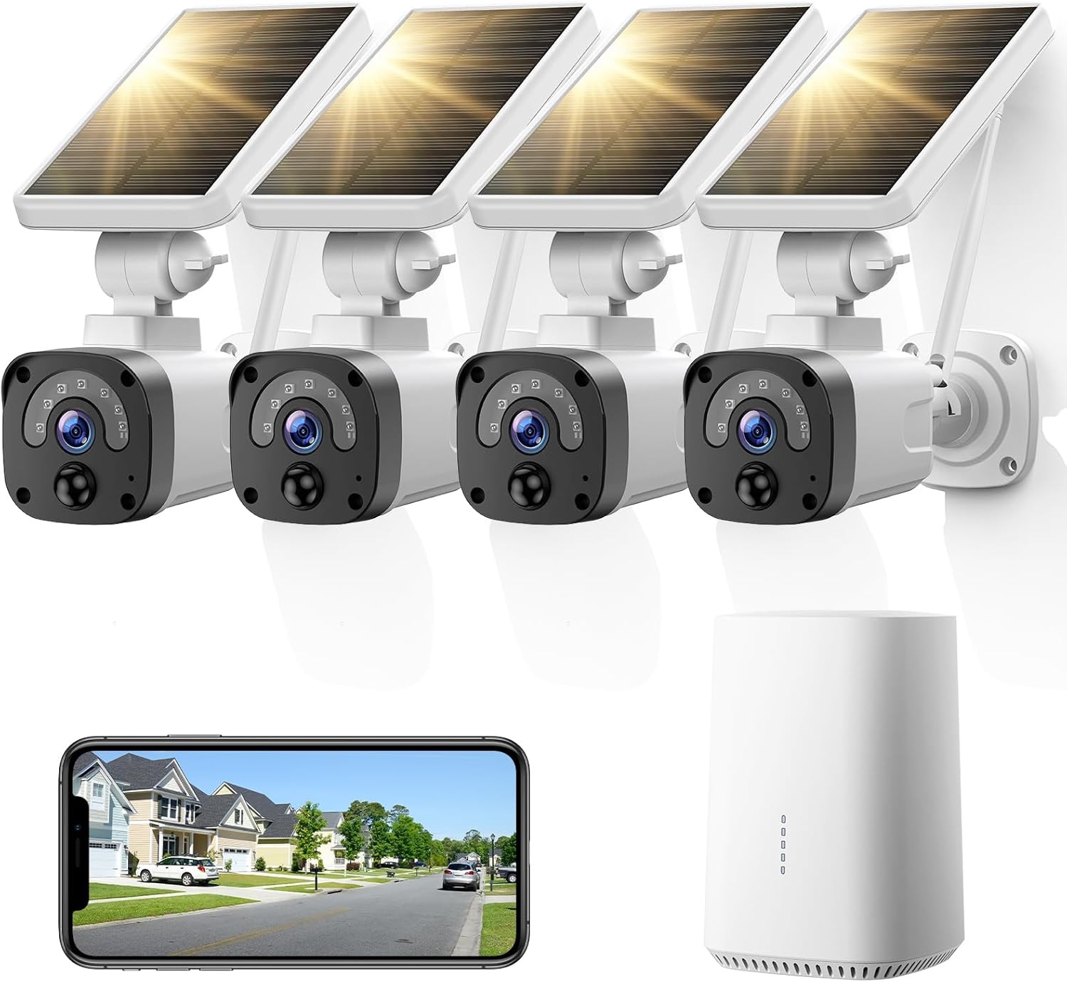 4PCS Solar Battery Camera 4MP 2K Outdoor WiFi Security Camera System Smart Home