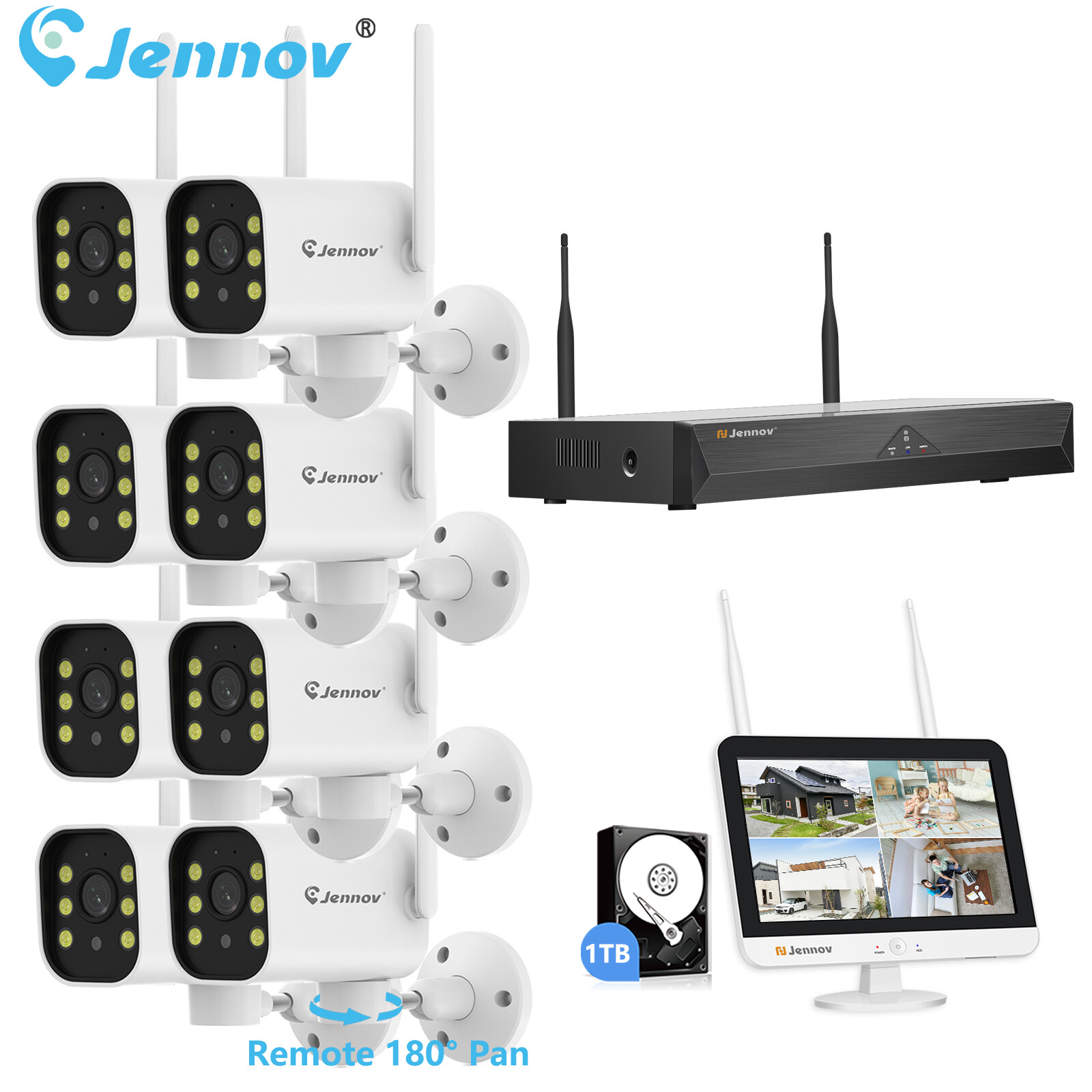 5MP Wireless Security Camera System CCTV Monitor Outdoor PTZ Wifi 10CH NVR 1TB