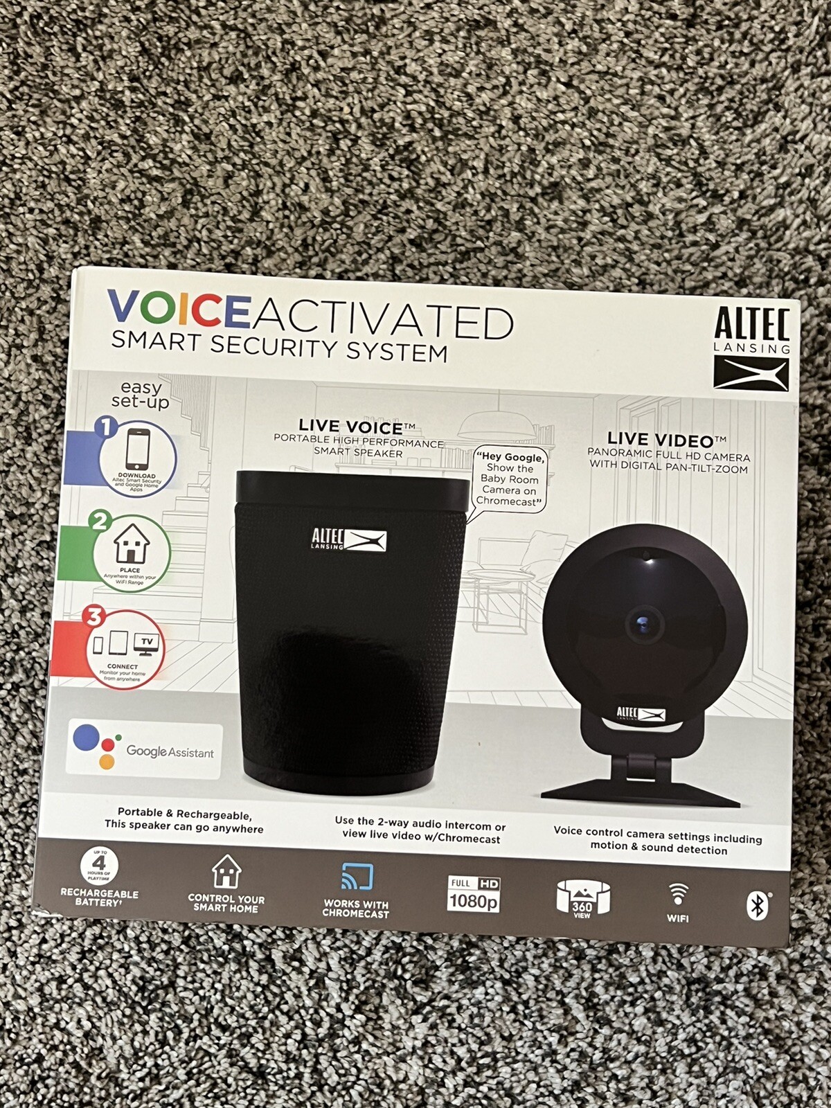 ALTEC LANSING Voice-Activated Security 360 Camera w/ GOOGLE ASSISTANT ~ NEW