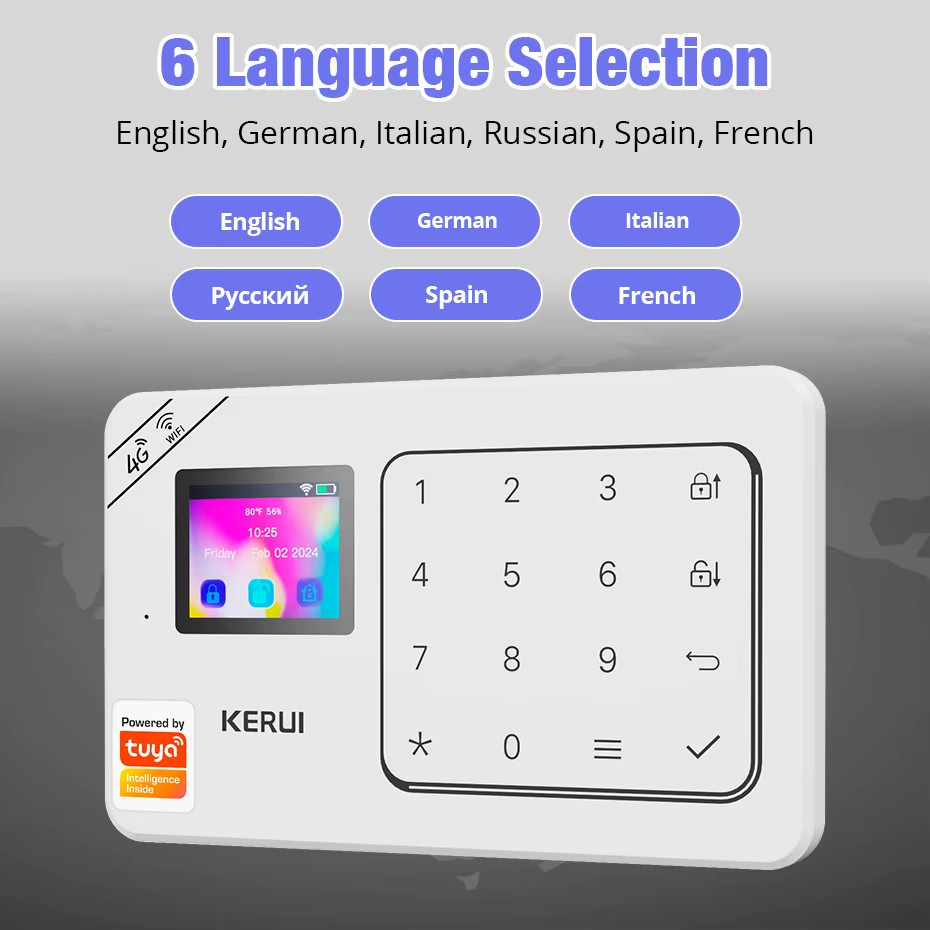 Home Alarm System Support Alexa W184 Tuya Smart Home Security Alarm 4G/WiFi Wire