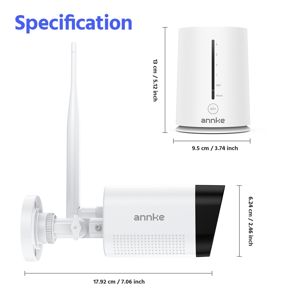 ANNKE Wireless 4CH NVR 3MP Security Camera System Two-Way Audio WIFI Outdoor IR