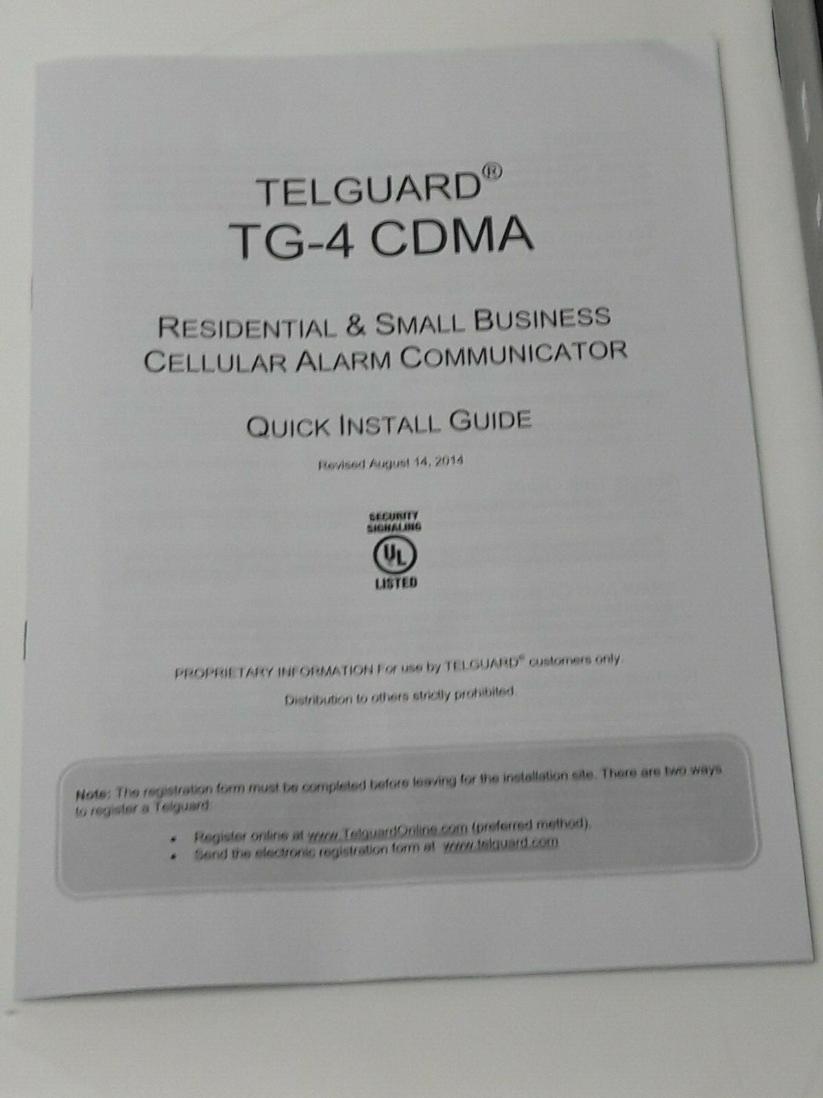 Telguard TG-4 Cellular Alarm Communicator 3G/4G CDMA TG4V0004