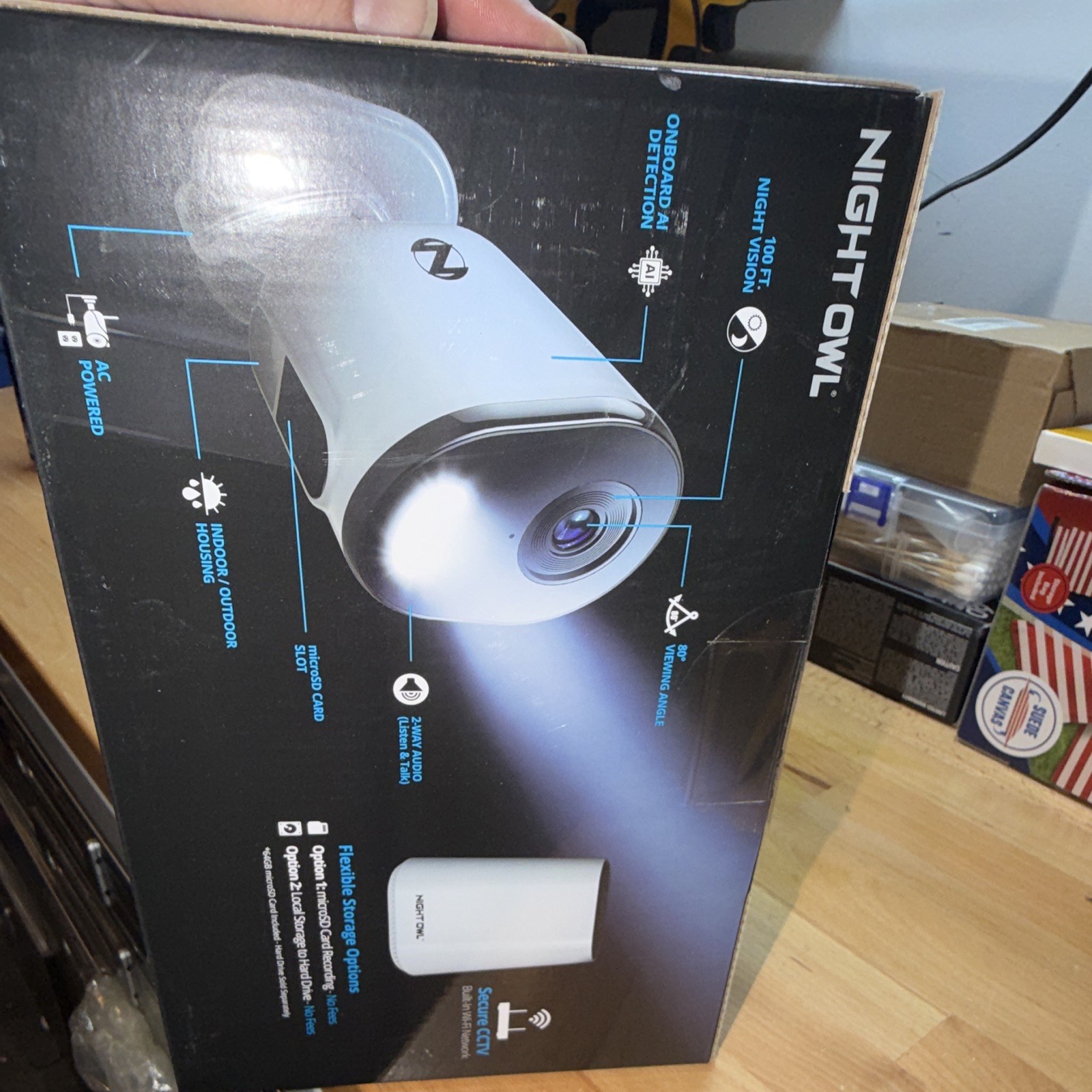 Night Owl 2K Wi‑Fi Security System 8‑Channel Hub, 4 Cameras, 64GB, AI