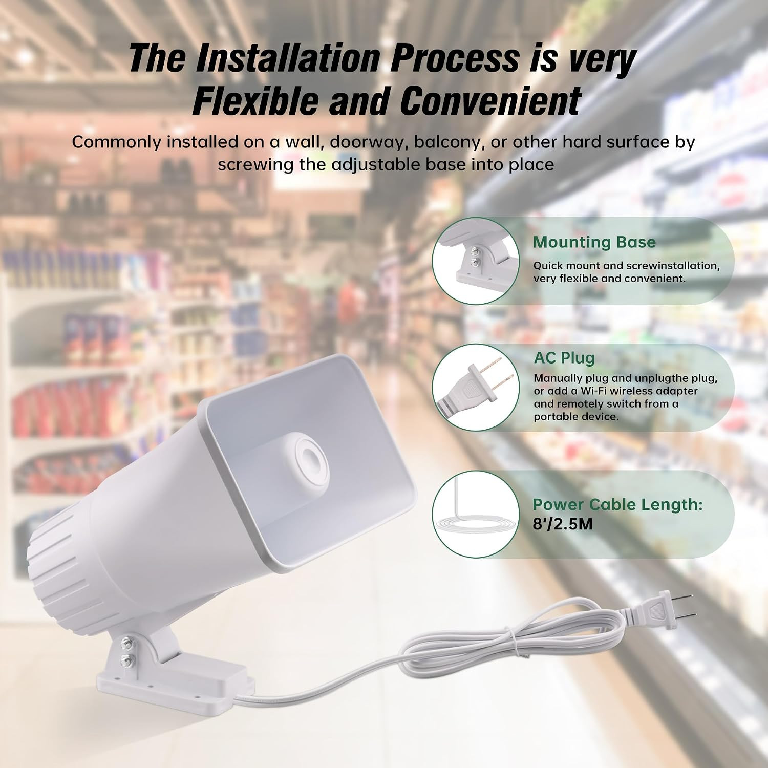 110V Outdoor Alarm Security Siren (TC-S7545-110), 80W Wired Horn, 120Db Long Ran