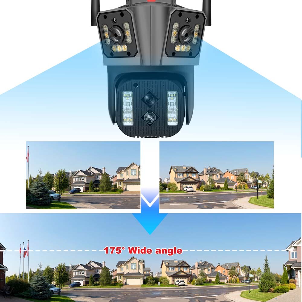 8K 10X Wireless Security Wifi 16MP IP Camera Four Lens Wifi Surveillance Cameras