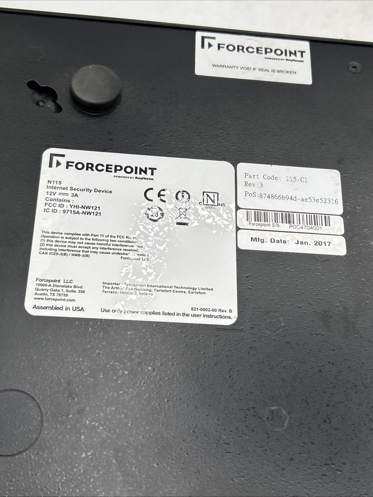 Forcepoint N115 Internet Security Device Stonesoft 100 Series See Pics