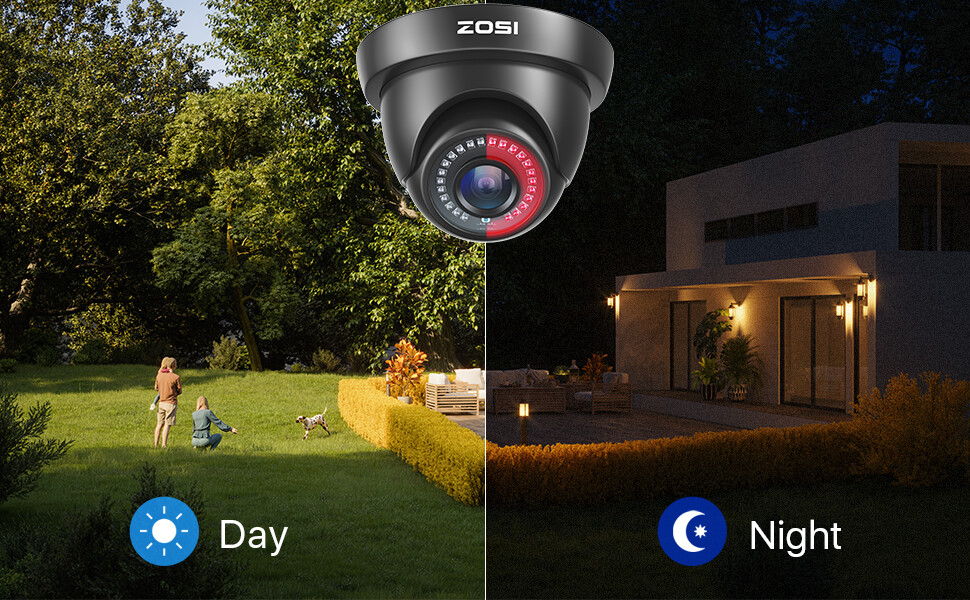 ZOSI 4PK 1080p TVI Security Cameras Outdoor Indoor CCTV Dome 80ft Night Vision