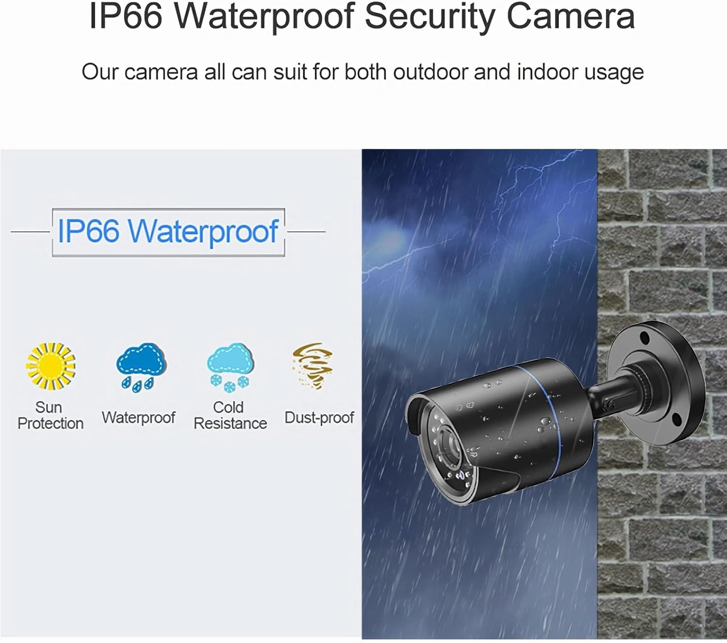 Home Security Camera System 3000TVL Surveillance DVR Kits, 4Pcs Wired 1080P AHD/