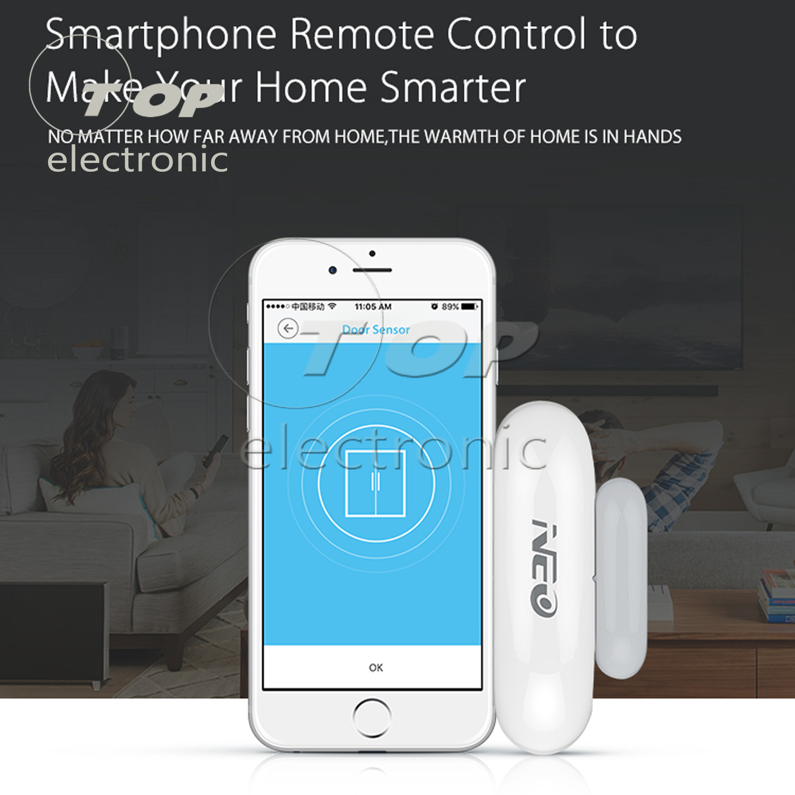 NEO Coolcam WiFi Door Alarm Home Security Sensor Detector Battery Powered