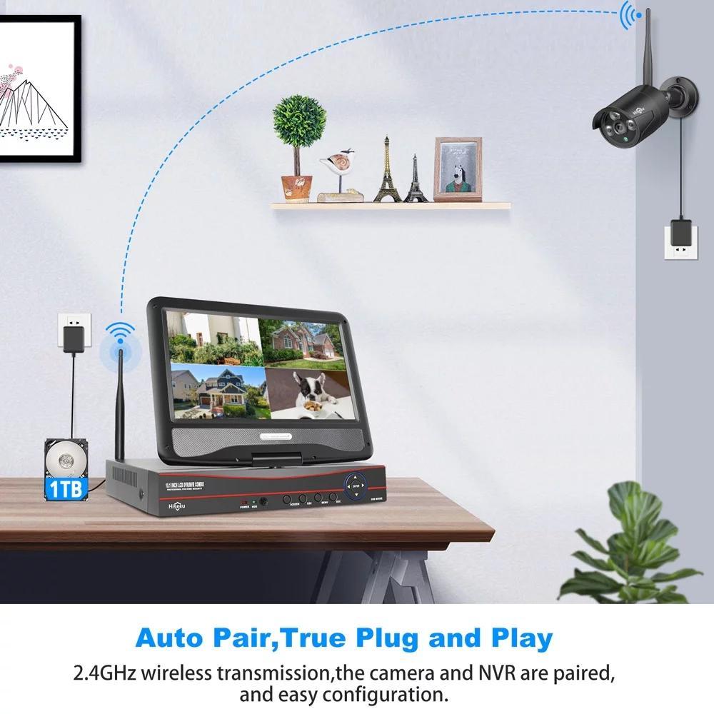 Security Camera System 4Pcs Wireless Wi-Fi With Audio Recording Nightvision Wate