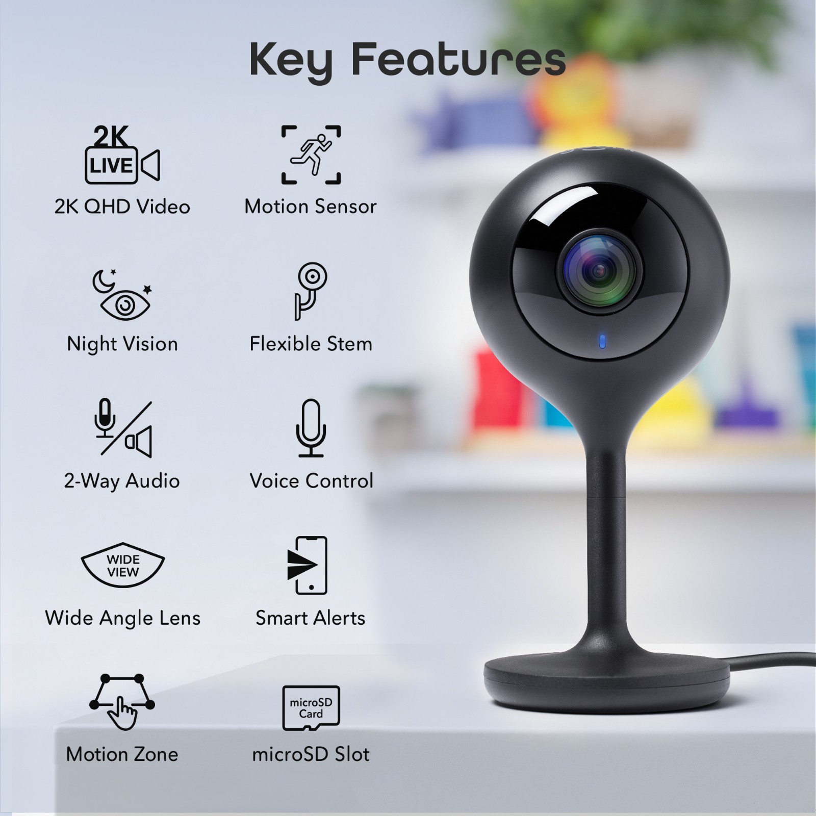 Geeni Look Ultra 2K 4MP WiFi Indoor Camera 2-Way Audio Night Vision