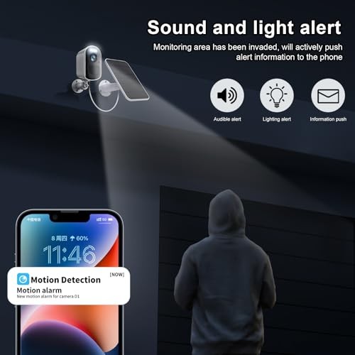 Security Cameras, Wireless Camera Outdoor Powered by 1 Count white and black