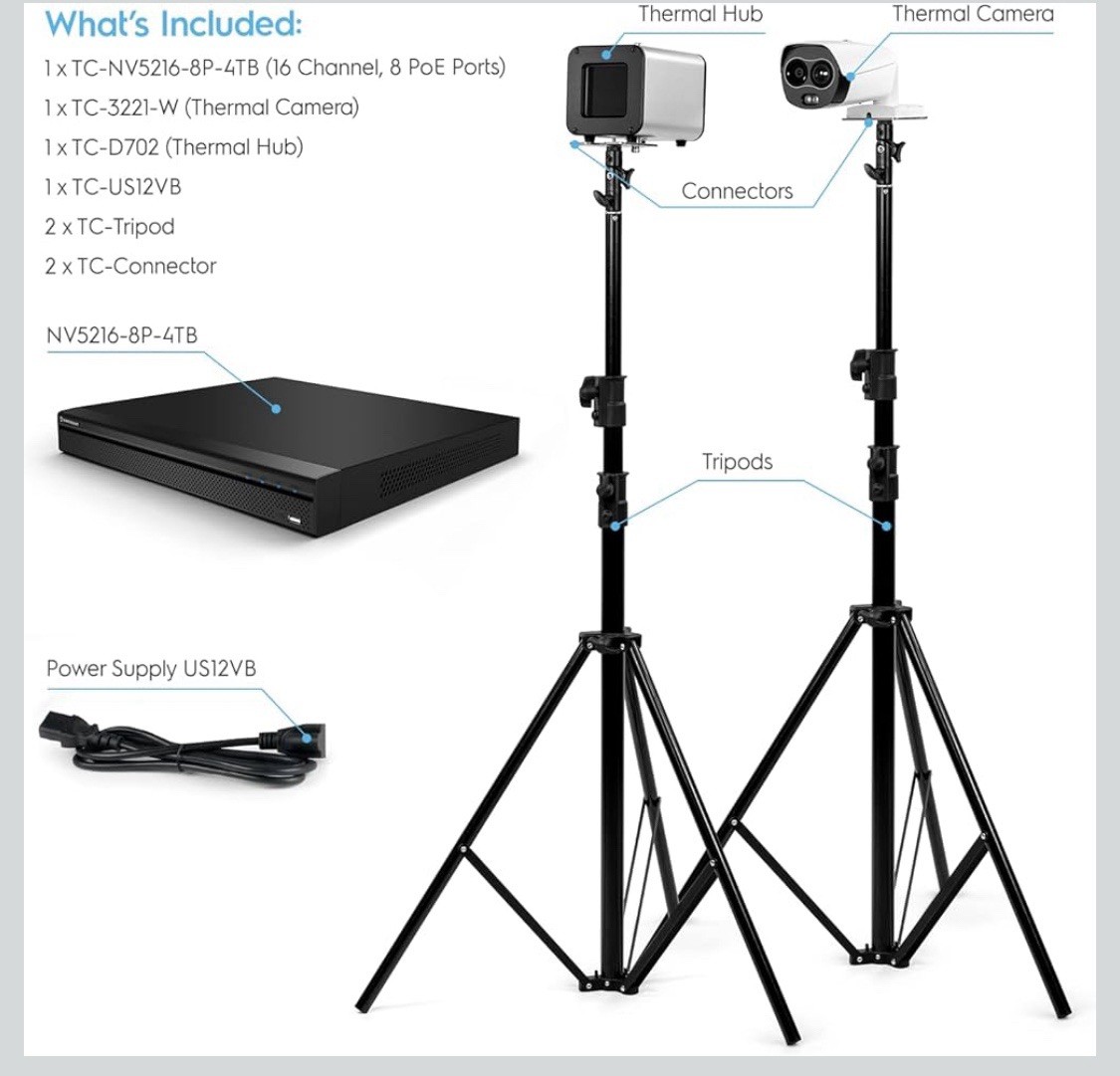 Amcrest Thermal IP Camera AI NVR System, AI Thermal POE Camera With Temp Monitor