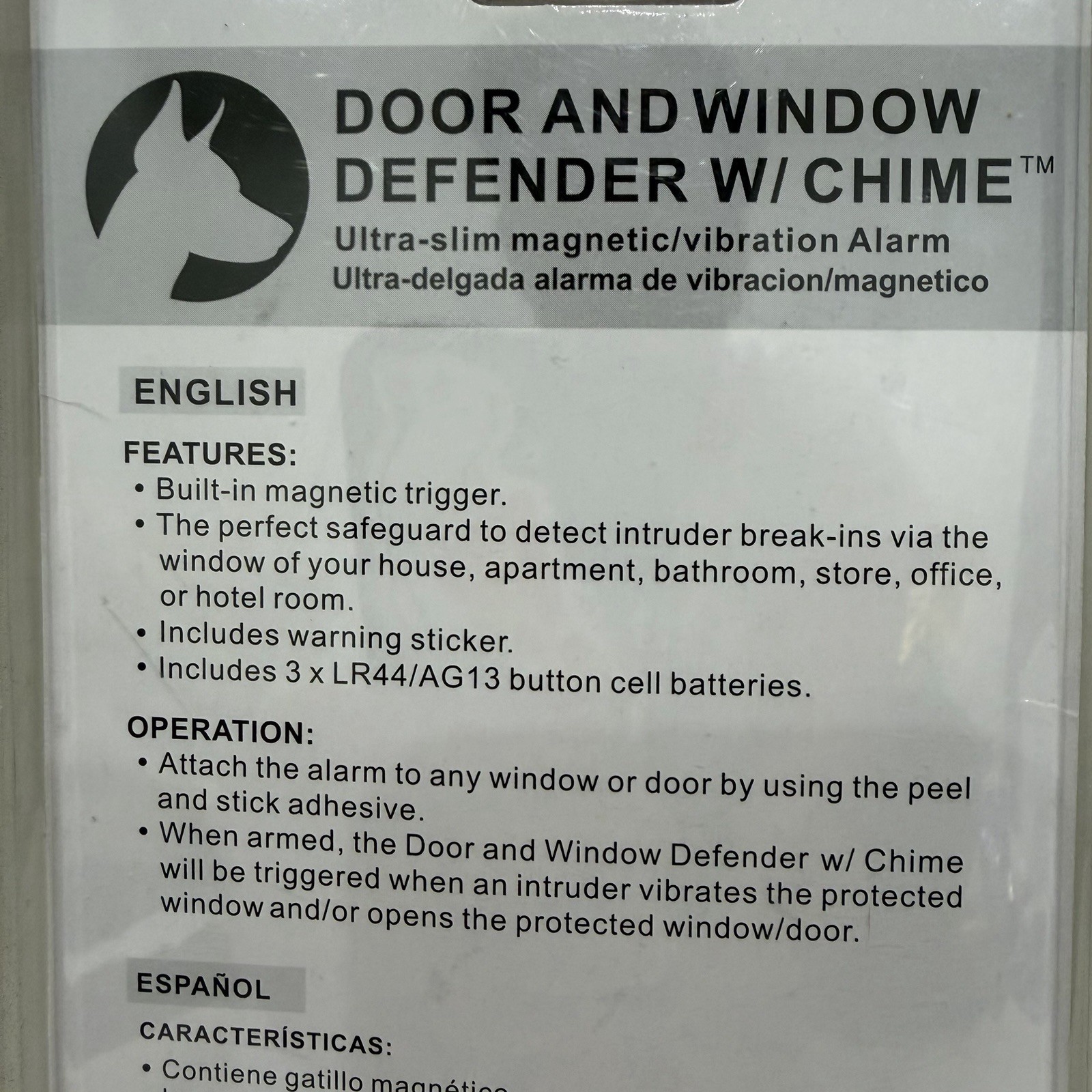 Doberman Security Door Window Defender Alarm Chime Magnetic Adhesive NEW