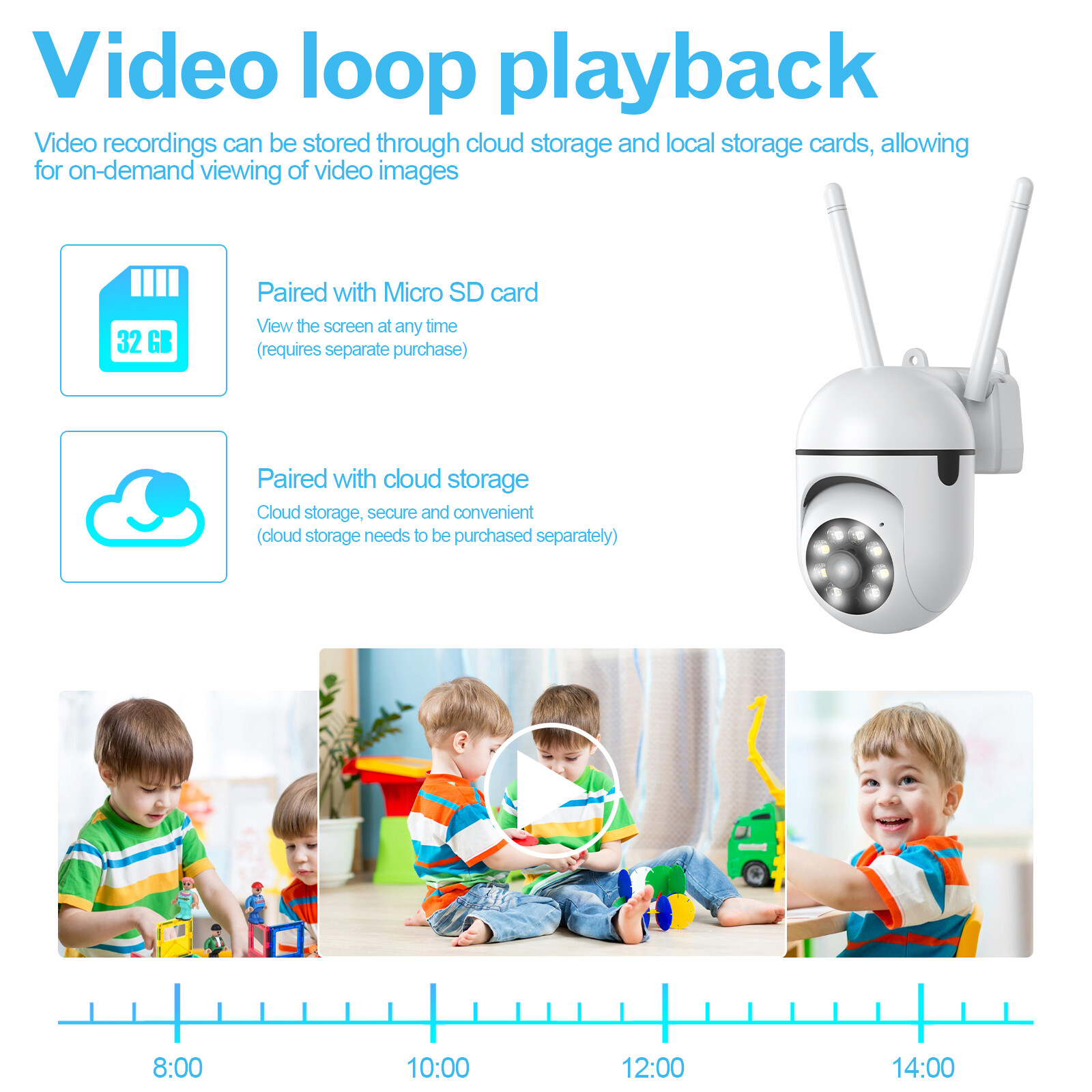 HD 1080P WiFi Security Camera Night Vision with PTZ Motion Detection 2-Way Audio
