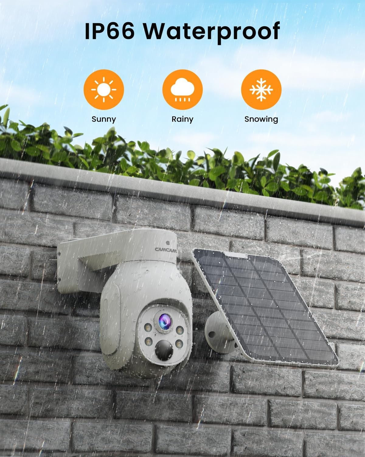 Solar Battery Powered Wireless WiFi PTZ Outdoor Home Security Camera CCTV System